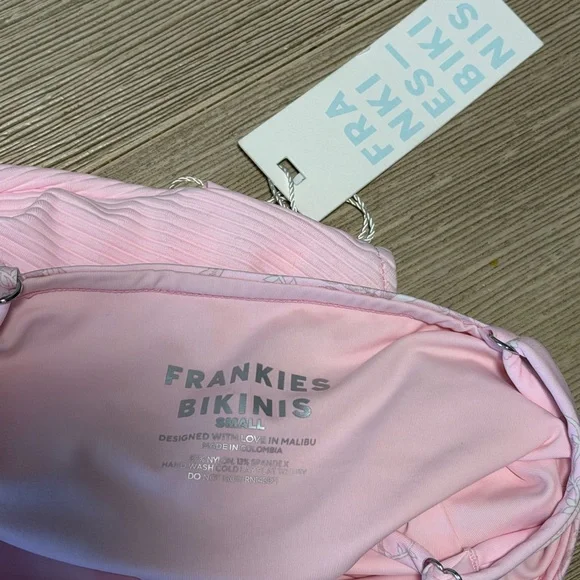 Frankie's Bikinis Light Pink Thea Ribbed One-Piece Cutout Swimsuit in Aurora - Picture 5 of 9